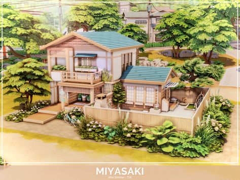 Sims Building Ideas No Cc, Sims4 No Cc House, Sims House No Cc, Sims 4 House Cc Lot, Japanese Small House Design, Sims 4 Builds No Cc, Sims 4 Lots No Cc, Japanese Inspired House, Sims 4 Houses No Cc