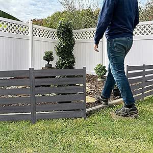 Zippity Outdoor Products ZP19066 2’ H x 2’ W No-Dig Charcoal Color WoodTek Vinyl Maui Garden Fence Kit (3 Panels) Border For Garden, Fence For Backyard, White Garden Fence, White Vinyl Fence, Vinyl Fence Panels, Vinyl Privacy Fence, Backyard Patio Deck, Small Fence, Garden Fence Panels