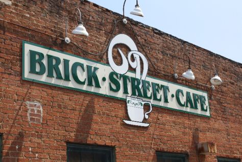 Greenville Sc Restaurants, Brick Cafe, Sweet Potato Cake Recipe, Brick Street, Sweet Potato Cake, Street Cafe, Cafe Sign, Cafe Ideas, Potato Cakes