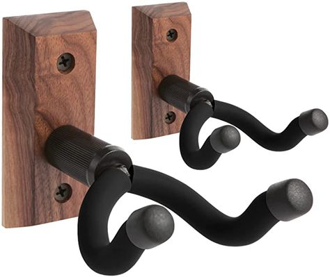 Amazon.com: Guitar Wall Mounts 2 Pack, Guitar Wall Hangers hooks Bracket Holders for Acoustic and Electric Guitars Bass Banjo Mandolin, Black Walnut Wood base-Brown Silicone by VEINTICO. : Musical Instruments Guitar Wall Holder, Guitar Mount, Guitar Hook, Fender Acoustic, Guitar Wall Hanger, Guitar Hanger, Wall Mounted Hooks, Guitar Wall, Wall Mounts