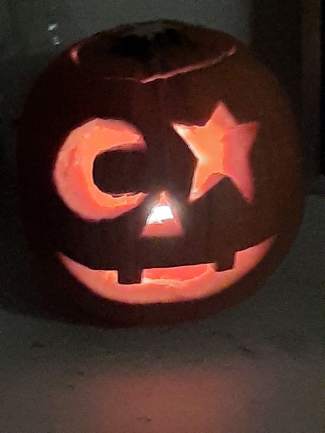 Moon and star inspired punkin. Halloween Pumpkin Carving Stencils, Carving Stencils, Pumpkin Carvings Stencils, Halloween Pumpkins Carvings, Moon And Star, Halloween Pumpkin, Jack O Lantern, Pumpkin Carving, Halloween Pumpkins