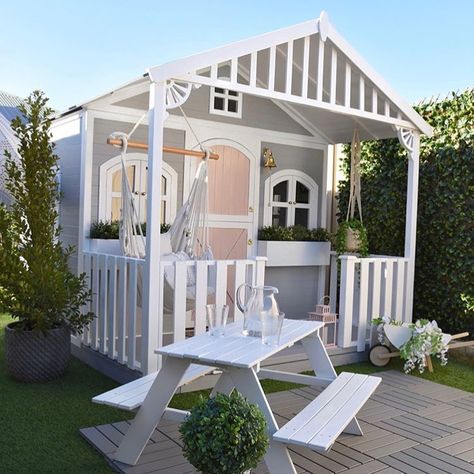 Olly Polly on Instagram: “I am utterly obsessed with this beautiful Wendy house, imagine it filled with Olly Polly beauties! 💕  If you’re looking to get your kids…” Cubby House Ideas, Playhouse Interior, Kids Cubby Houses, Kids Cubbies, Wendy House, Cubby House, Playhouse Outdoor, Cubby Houses, Backyard Playground