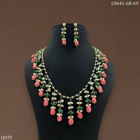 Coral Beads Jewellery, Baby Jewelry Gold, Ruby Necklace Designs, Coral Jewelry Set, Ear Drops, Kundan Work, Gold Jewelry Outfits, Fancy Jewelry Necklace, Diamond Wedding Jewelry