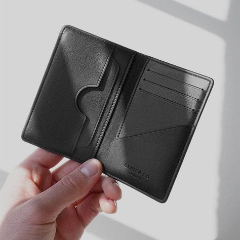 Compact Leather Wallets, Oliver And Co, Leather Wallet Design, Folded Notes, Slim Wallet Men, Apple Leather, Co Logo, Vegan Wallet, How To Fold Notes