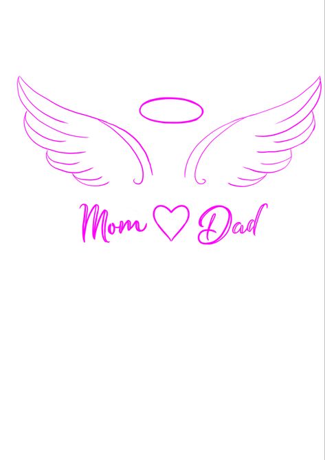 Mum Dad Tattoos, Mum And Dad Tattoos, Angel Wings Tattoo On Back, Mom Dad Tattoo, Word Art Drawings, Bird Silhouette Tattoos, Names Tattoo, Meaningful Word Tattoos, Wing Tattoos On Back