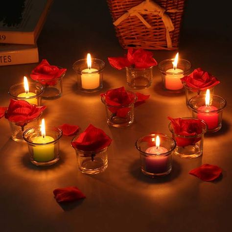 Candlelight Dinner - Valentine's Day Ideas Romantic Dinner Decoration, Romantic Room Decoration, Romantic Candle, Mercury Glass Candles, Hanging Candle Holder, Romantic Candlelight, Bulk Candles, Romantic Room, Romantic Candles