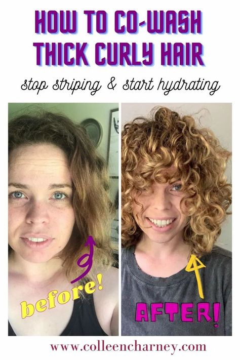 How to Co-Wash Thick Curly Hair | Stop Striping & Start Hydrating Damaged Curly Hair, Frizzy Curls, Natural Hair Shampoo, Curly Hair Care Routine, Thick Curly Hair, Greasy Hair Hairstyles, Curly Girl Method, Ins And Outs, Types Of Curls