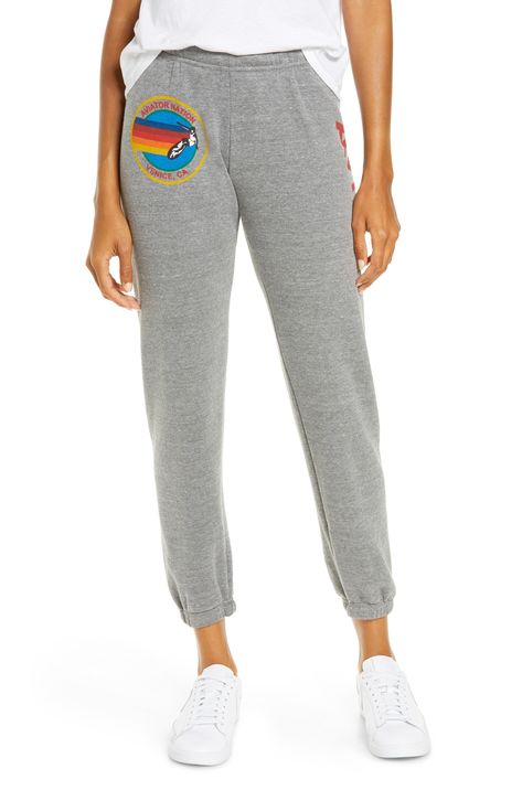 Aviator Nation Rainbow Logo Sweatpants available at #Nordstrom Logo Sweatpants, Rainbow Logo, Sweatpants Style, Aviators Women, Swimming Activities, Aviator Nation, Sporty Chic, Cute Fits, Active Women