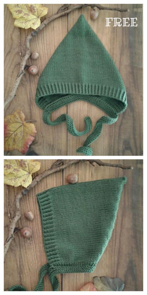 Knit Pixie Hat Free Knitting Pattern - Knitting Pattern Hat Free Knitting Pattern, Baby Hat Knitting Patterns Free, Baby Bonnet Pattern, Baby Hat Knitting Pattern, Knitted Hats Kids, Bonnet Pattern, Hat Patterns Free, Knitting Patterns Free Hats, Baby Hat Patterns