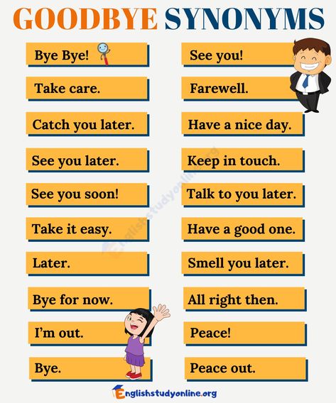 GOODBYE Synonyms: List of 20 Most Common Synonyms for Goodbye - English Study Online Goodbye Synonyms, Common Synonyms, Easy Essay, Farewell Quotes, Types Of Essay, Social Skills For Kids, History Essay, Body Paragraphs, Academic Excellence