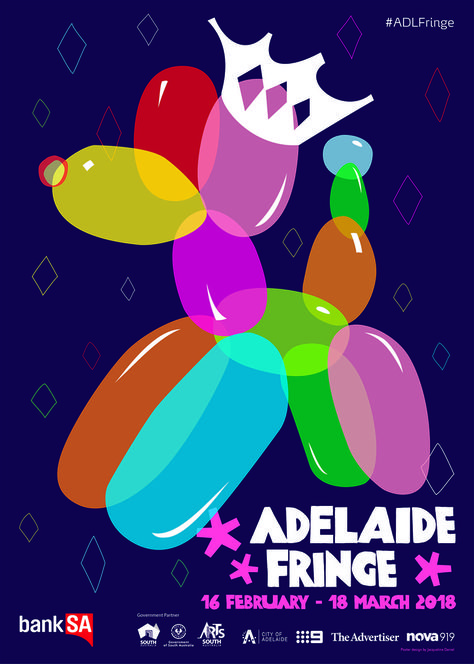 2018 Adelaide Fringe Poster Traveling Australia, Poster Format, Festival Art, Fringe Festival, Event Poster Design, Riso Print, Balloon Dog, Poster Ideas, Poster Artwork