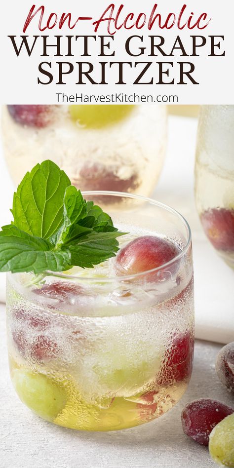 Drinks With White Grape Juice, Sparkling White Grape Juice Punch, White Grape Juice Punch, Non Alcoholic Spritzer, Grape Juice Drinks, Sparkling Wine Drinks, Grape Juice Recipe, Sparkling Water Drinks, White Grape Juice