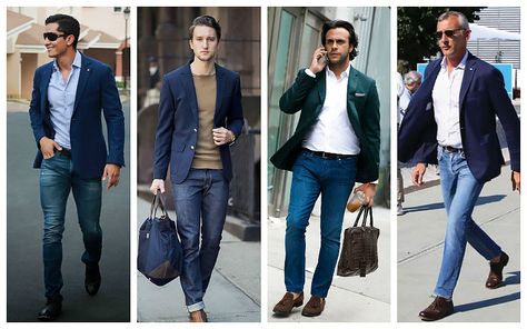 Lighter than the blazer Blazer With Jeans Men, How To Wear Blazer, Suit Jacket With Jeans, Jeans Blazer Outfit, How To Wear Blazers, Types Of Suits, The Trend Spotter, Best Blazer, Blue Jeans Mens