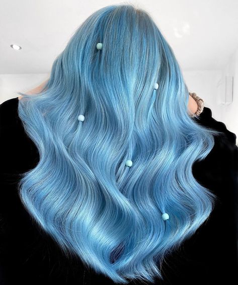 HΔIR ШITCH Heather Mackenzie on Instagram: “Oooh that blue!!! Using @pulpriot.uk Powder. One of my favourite colours to use, what’s your favourite @pulpriothair shade? Lemme know In…” Powder Blue Hair, Blue Hair Color, Pastel Blue Hair, Sea Nymph, Lob Styling, Light Blue Hair, Brand Vision, Hair Charms, Hair Color Options