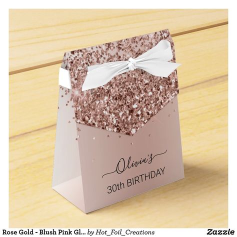 Baby Shower Party Gifts, Glitter Bridal Shower, Rose Gold Bridal Shower, Glitter Birthday Parties, Rose Gold Theme, Glitter Baby Shower, Favor Boxes Birthday, Rose Gold Party, Glitter Birthday