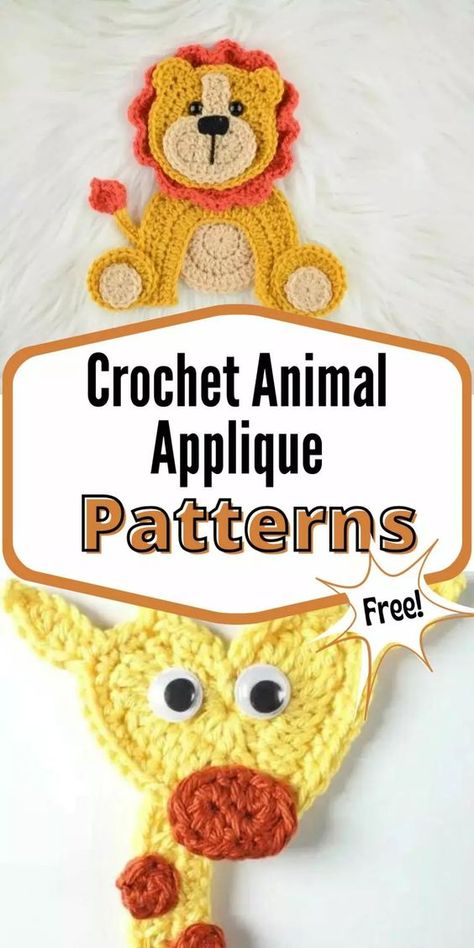 13 Incredible Safari Animal Crochet Appliqué Free Pattern - Little World of Whimsy HandmadeCrochet, CrochetInspiration, CrochetLove Crochet Animal Applique Patterns Free, Crochet Applique Patterns Free Animal, Alpha Crochet, Small Crochet Flowers, Giraffe Applique, Christmas Appliques, Appliques Au Crochet, Baby Blankets Crochet, Crochet Butterfly Free Pattern