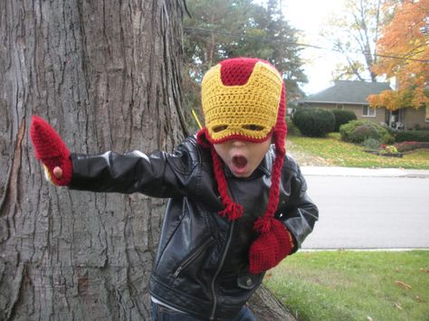 hat crochet iron man | Add it to your favorites to revisit it later. Crochet Iron Man, Crochet Mask, Crochet Winter Hats, Crochet Geek, Bonnet Crochet, Crochet Cap, Unique Hats, Crochet Winter, Animal Hats