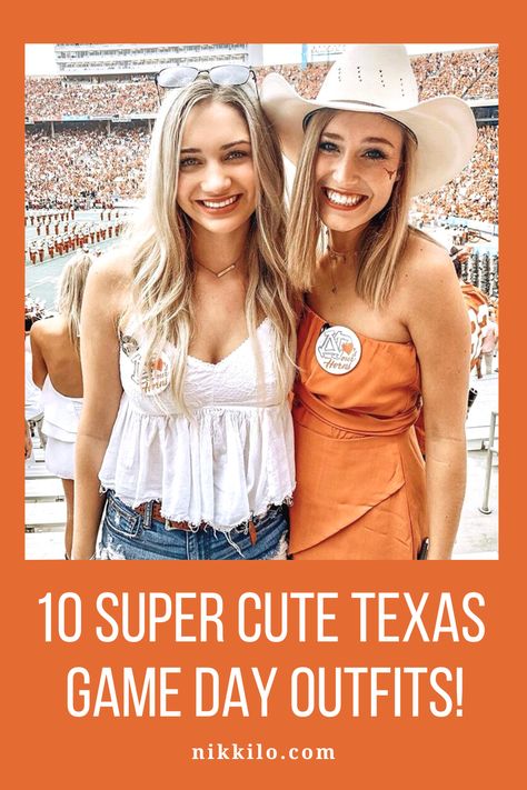 Texas Longhorn Game Outfit, Ou Texas Outfit, Texas Longhorn Game Day Outfit, Football Game Outfits For Women Summer, Ut Game Day Outfit Longhorns, Texas Football Game Outfit, Ut Football Game Outfit, University Of Texas Game Day Outfit, Ut Austin Game Day Outfit