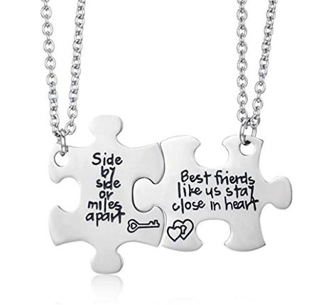 Udobuy2 Pcs Best Friends Side By Side Or Miles Apart Best Friend Necklaces Set Heart Best Friend Gifts for Teen Girls BFF Friendship Necklaces (Pizza Friend Necklace) Puzzle Piece Necklace, Friend Anniversary, Bff Jewelry, Necklaces Set, Miles Apart, We Are Best Friends, Friendship Necklace, Bff Necklaces, Friend Jewelry