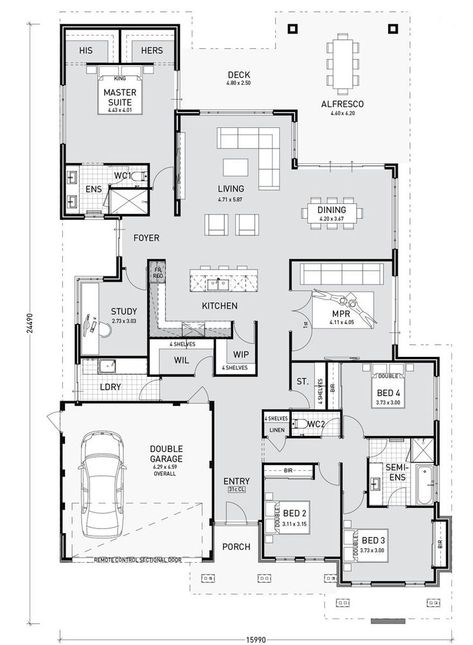 Floor Plan Katrina Chambers, Floor Planning, Single Storey House Plans, Open Floor House Plans, Houses Architecture, One Storey House, Two Story House Plans, Bathroom Floor Plans, 4 Bedroom House Plans