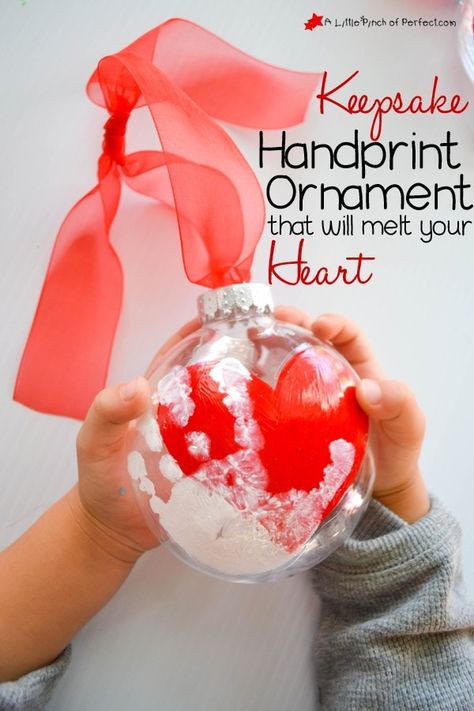 Handprint Keepsake Ornament that will melt your Heart - Diy Christmas Gifts From Toddlers, Christmas Gifts From Toddlers, Gifts From Toddlers, Crafty Christmas Gifts, Grandma Christmas Ornament, Handprint Keepsake, Handprint Ornaments, Handprint Christmas, Trendy Diy