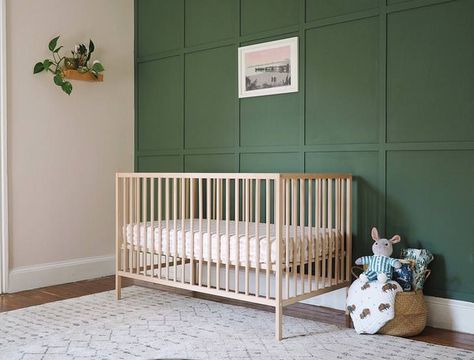 Nursery - Album on Imgur Cushing Green Benjamin Moore, Benjamin Moore Cushing Green, Cushing Green, Green Benjamin Moore, Benjamin Moore Green, Nursery Paint Colors, Warm Paint Colors, Nursery Designs, Baby Room Colors