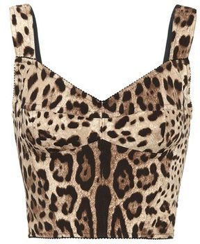 Dolce & Gabbana Leopard-printed silk crop top Cheetah Print Crop Top, Animal Print Crop Tops, Crop Top Sleeveless, Silk Crop Top, Top Bustier, Brown Crop Top, Leopard Print Top, Brown Silk, Dolce E Gabbana