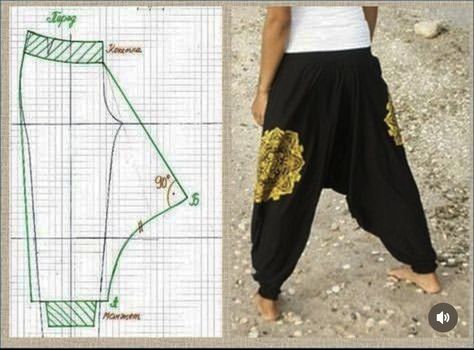 Harem Pants Pattern Free, Pola Jumpsuit, Pants Pattern Free, Harem Pants Pattern, Trouser Pattern, Sewing Clothes Women, Diy Clothes Design, Fashion Sewing Tutorials, Pants Sewing Pattern