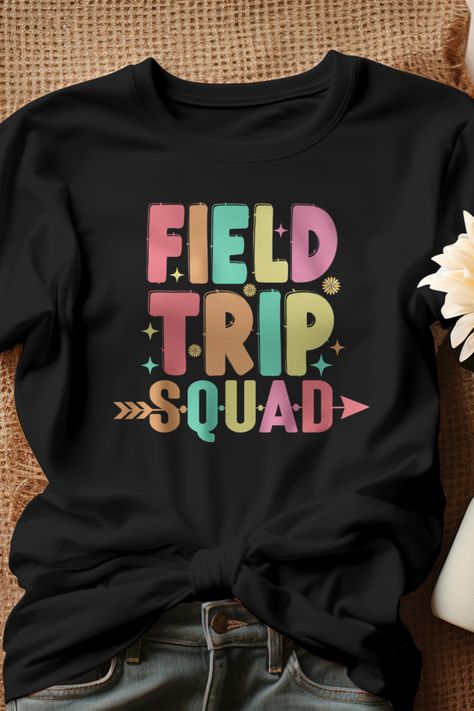 Funny retro groovy matching outfit quote design field trip squad for teachers and students. Funny school field trips tee for teachers and students team who are going to the zoo, safari experience, wild… Cute groovy back to school apparel for 1st, 2nd, 3rd, 4th, 5th, 6th grade field trip squad, great present idea for dad, mom, son, daughter, sister, brother, uncle, aunt, teacher, coworker... to give in birthday, first day of school, father's day, mother's day, teacher's day, 100 days of school, Preschool Field Trip, Students Gifts, School Apparel, School Field, School Field Trip, Outfit Quotes, Funny School, Travel Tees, Mom Son