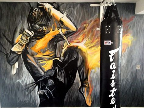 Tony Jaa Gym Mural - Graffiti Life Gym Graffiti, Gym Mural, Fitness Center Design, Private Gym, Tony Jaa, Cool Interior, Gym Center, Super Hero Shirts, Gym Wall Decor