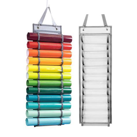 PRICES MAY VARY. Our professional design makes this Vinyl Storage Organizer holder perfect for any small space or craft room storage. Use the holder in a closet, hanging over the door, on a hook, or mount on any wall to keep your crafting tables for work and not supply storage. Two vinyl roll organizer storage units will comfortably sit side-by-side on a standard door. No assembly is required and you don't have to drill any holes, just place the door hanger over the door, very easy and intuitive Vinyl Storage Rack, Vinyl Roll Holder, Vinyl Door, Gift Wrap Organization, Led Lamp Diy, Vinyl Roll, Diy Jewelry Kit, Diy Storage Boxes, Wall Hanging Storage