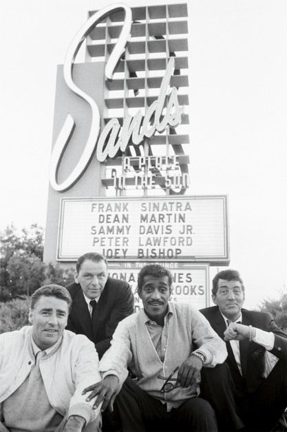 The boys in front of the Sands Don King, The Rat Pack, Joey Bishop, Peter Lawford, Old Vegas, Jane Russell, Sammy Davis Jr, Sands Hotel, Steve Mccurry