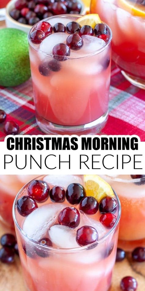 Christmas morning punch is a delicious drink, perfect for the holidays. This holiday punch is simple to make with just a few ingredients. A great punch recipe for children and adults. Breakfast Christmas Punch, Christmas Drinks With White Cranberry Juice, Christmas Day Punch Recipe, Christmas Kid Drinks Fun, 7up Punch Recipes, Old Fashioned Punch Recipes, Healthy Punch Recipe For Kids, Christmas Punch Bowl Recipes Alcholic, Christmas Punch For Kids Easy