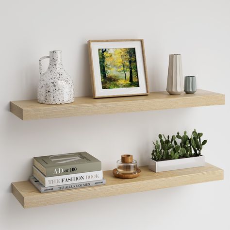 Toilet Wall Shelves, Bathroom Floating Shelves Above Toilet, White Oak Floating Shelves, Small Bathroom Shelves, Shelves Above Toilet, Shelves Over Toilet, Shelves For Living Room, Bathroom Shelves Over Toilet, Oak Floating Shelves