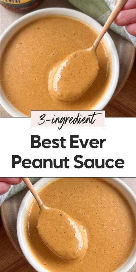 This peanut sauce is the best and easy option for any meal. Try this healthy peanut sauce, a peanut sauce recipe made with just 3 ingredients like soy sauce and peanut butter. Whether you need a peanut dipping sauce, soy peanut sauce, or a dressing, this simple peanut sauce is perfect for a variety of dishes. Healthy Peanut Sauce, Simple Peanut Sauce, Spring Rolls Chicken, Spring Roll Dipping Sauce, Peanut Butter Dipping Sauce, Soy Sauce Dressing, Peanut Satay Sauce, Spring Roll Sauce, Easy Peanut Sauce