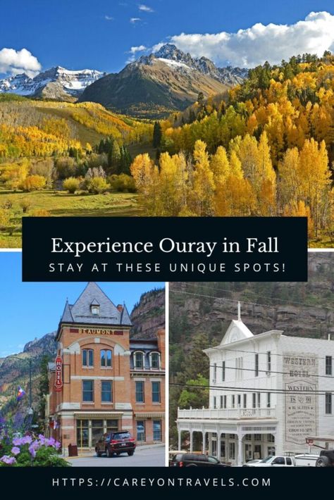 Unique Places to Stay in Ouray, Colorado - Carey On Travels Ouray Colorado Fall, Riverside Resort, Resort Cabins, Ouray Colorado, Places In Usa, Itinerary Ideas, Cheap Places To Travel, Travel Women, Fall Getaways