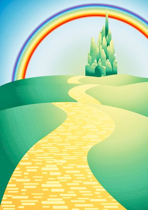 Wizard Of Oz Wall Murals, Wizard Of Oz Poster Ideas, Wizard Of Oz Color Palette, Wizard Of Oz Background, Wizard Of Oz Cartoon, Oz Wallpaper, Wizard Of Oz Color, Wizard Of Oz Musical, Wizard Of Oz Decor