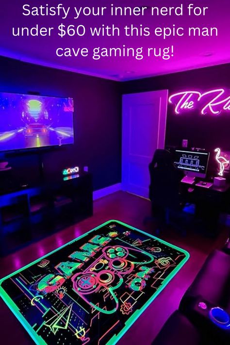 Girls Game Room, Gaming Rug, Man Cave Must Haves, Gaming Area, Bedroom Game, Bedroom Games, Rug Kids, Printed Carpet, Video Gamer