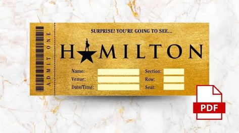 Hamilton Ticket Template PDF - Joy in Crafting Broadway Ticket Template, Hamilton Tickets Surprise Ideas, Hamilton Tickets, Anthony Hamilton, Broadway Tickets, Listening Party, Free Ticket, Ticket Template, Concert Tickets