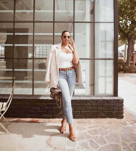 Off The Shoulder Blazer, Kamie Crawford, Heeled Mule, Spring Has Sprung, New Wardrobe, Mule, Style Icons, Casual Style, Off The Shoulder