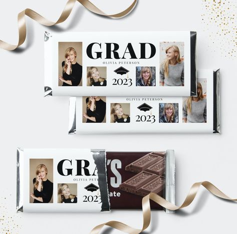 Personalized Candy Bars, Chic Invitation, Hershey Chocolate Bar, College Graduation Parties, 2023 Photo, Graduation Party Favors, Personalized Candy, Birthday Activities, Graduation Favors