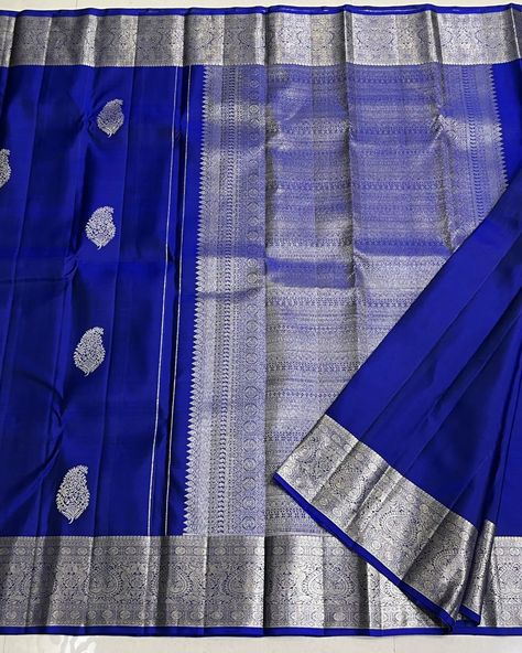 Pure kanchi Silk saree 😍 Silk mark certified ✨️ We customize Maggam/Aari/Embroidery Blouses according to client measurement requirements. We undertake order for saree border Maggam/Aari/Embroidery work. We Also ship internationally only through DHL/UPS For orders and details whatsapp to +91-799 791 2614/ DM us on Insta #bluesilksaree #bluepattucheera #bluesaree #bluekanchisilksaree #bluesilverzarisaree #kanchisilk #kanchipuramsilk #silkmarkcertified #kanchipattu #kanjivaramsilk #silverz... Silver Border Saree, Blue Silk Saree, Embroidery Blouses, Border Saree, Color Blouse, Aari Embroidery, Saree Border, Saree Silk, Blue Saree