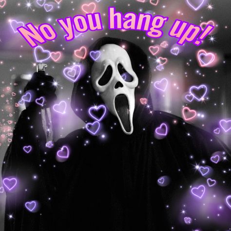 No you hang up Ghostface No You Hang Up, Ghostface Scream, Scream Franchise, Scream Movie, Hung Up, Scream, Birthday Wishes, Profile Picture, Darth Vader