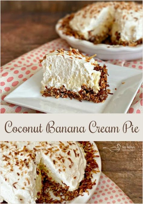 Coconut Banana Cream Pie, 4 Ingredient Desserts, Coconut Crust, Lemon Icebox Pie, Banana Pie, Icebox Pie, Coconut Pie, Best Pie, Easy No Bake