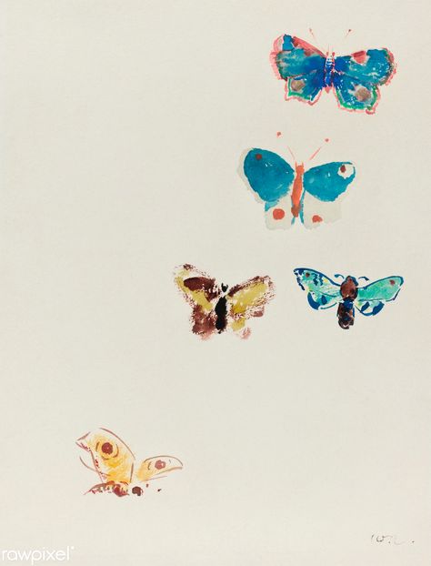 Five Butterflies by Odilon Redon | Free download under CC At… | Flickr Art Papillon, Odilon Redon, Butterfly Art Print, Butterfly Poster, Surrealism Painting, National Gallery Of Art, Butterfly Watercolor, Art Institute Of Chicago, Butterfly Art