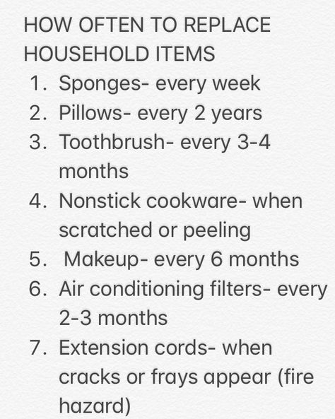 How Often To Replace Household Items How To Get High With Household Items, How Often To Replace Household Items, When To Replace Household Items, Monthly House Maintenance Checklist, Seasonal Home Maintenance Checklist, Monthly Home Maintenance Checklist, Fire Hazard, Nonstick Cookware, Household Essentials