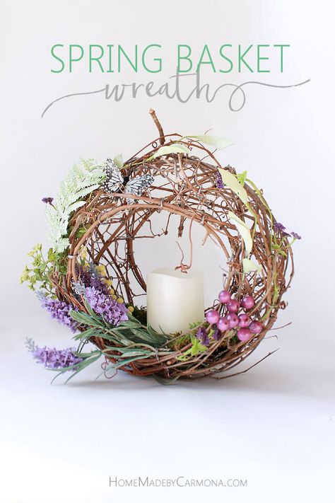 Diy Frühling, Candle Wreath, Basket Wreath, Spring Basket, Diy Spring Wreath, Spring Candles, Candle Wreaths, Spring Diy, Easter Diy