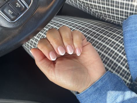 Extremely Short Almond Nails, Almond Nails On Wide Nail Beds, Shirt Almond Acrylic Nails, Biab Almond Nail, Really Short Almond Nails, Shape Short Nails, Extra Short Almond Nails, Short Pointed Nails, Small Almond Nails