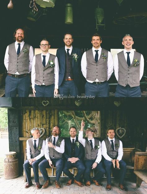 Mens Country Wedding Attire, Mens Wedding Attire Grey, Country Wedding Groomsmen, Groom Vest, Country Bridesmaid Dresses, Grooms Attire, Jeans Wedding, Wedding Groomsmen Attire, Wedding Vest