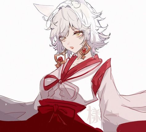 Anime Kitsune Female, Kitsune Saiguu, Angel Oc, Fox Girl, Anime Nerd, Figure Drawing Reference, Anime Drawings Tutorials, Girls Characters, Anime Oc